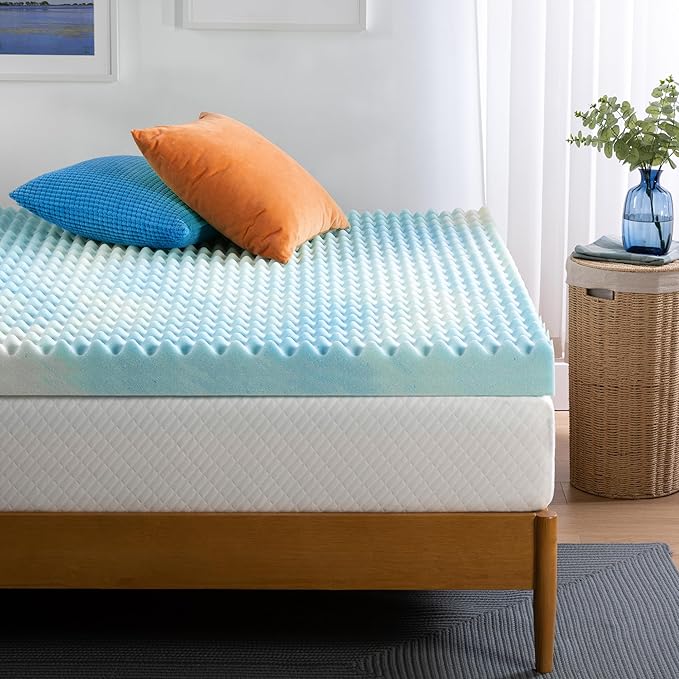 ZINUS 4 Inch Swirl Gel Cooling Memory Foam Mattress Topper, Smaller, More Convenient WonderBox Packaging, Cooling, Airflow Design, CertiPUR-US Certified, King
