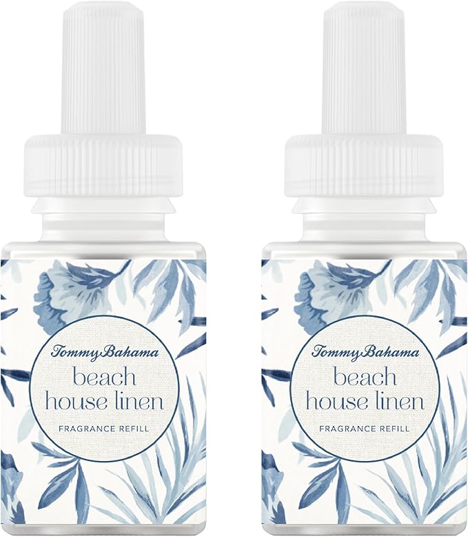 Pura & Tommy Bahama Home Scent Refill - Smart Home Air Diffuser - Up to 120-Hours of Luxury Fragrance per Refill - Spring & Summer Fragrance - 2 Pack, Beach House Linen