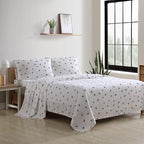 Eddie Bauer - Flannel Sheets Queen Size, Anti-Pilling & Wrinkle Resistant Cotton, Touchably Soft for All-Season Comfort - Bed Sheets with Matching Pillowcases & Fitted Sheet (Ski Patrol White)