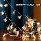 BrizLabs Snowflake Lights, 40 LED 16.08ft Christmas Lights with Remote, Twinkle Snowflake String Lights Battery Operated, 8 Modes Xmas Light Waterproof for Outdoor Indoor Tree Room Decor, Warm White