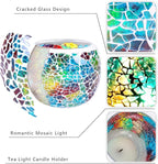 Scented Candle Holder Mosaic Glass Tea Light Holder,Handmade Romantic Glass Tealight Candle Holder for Aromatherapy,Party Décor(NO Candles),Also Used as Vase,Pen Holder,Potted Plants Bowl (Rainbow)