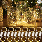 HXWEIYE 12 Pack Fairy Lights Battery Operated, Warm White 7ft 20LED Mini Firefly Starry Lights for Indoor Outdoor Mason Jars Halloween Thanksgiving