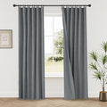KangBang 100% Blackout Linen Curtains 72Wx84L Inch, Back Tab Room Darkening Neutral Gray Curtains for Offices Living Room, Thermal Insulated Morden Soft Thick Linen Curtains, 2 Panels