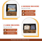 WLIVE 8 Drawer Dresser for Bedroom, Fabric Dresser with Large Storage Drawer Unit for Entryway, Chest of Drawers for Living Room, Rustic Brown