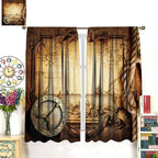 Pirate Map Curtains, Nautical Theme Old Ancient Treasure Map Secret Sea History Pattern Blackout Window Drapes for Kids Boys Bedroom Living Room 63x63in
