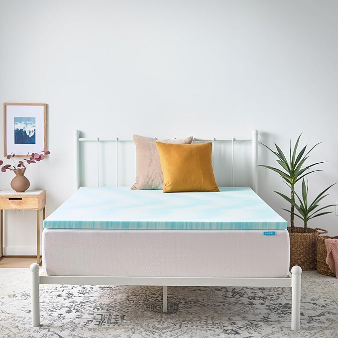 Linenspa 2 Inch Gel Swirl Memory Foam Mattress Topper – Cooling Gel Infused – Pressure Relieving Bed Topper - Mattress Pad – CertiPUR Certified - King Size