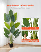 VEVOR Artificial Bird of Paradise 6 ft Tall, Fake Tropical Plants with with 13 Trunks & White Pot, Faux Floor Silk Tree, Large Trees for Home Office Living Room Decor House Warming, Indoor Outdoor