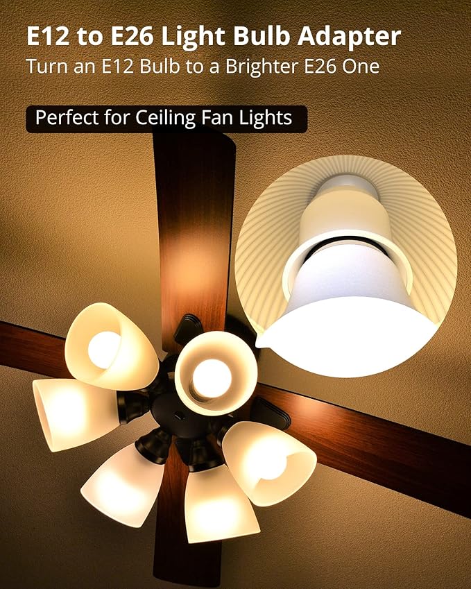JACKYLED 10-Pack E12 to E26 E27 Adapter Chandelier Light Socket E12 to Medium Socket E26 E27 Converter Bulb Base Adapter Converter