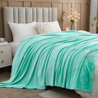 NEWCOSPLAY Super Soft Throw Blanket Aqua Premium Silky Flannel Fleece Leaves Pattern Lightweight Bed Blanket All Season Use (Aqua, Throw(50"x60"))