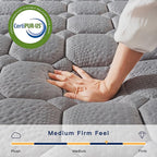 Vesgantti 8 Inch Multilayer Hybrid Full Mattress - Multiple Sizes & Styles Available, Ergonomic Design with Memory Foam and Pocket Spring, Medium Firm Feel, Grey
