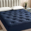 Hansleep Full Size Mattress Topper Viscose Derived from Bamboo, Memory Foam Pillow Top Mattress Topper Full with Deep Pocket, Breathable Mattress Pad for Back Pain Relief, 54" x75", Navy Blue