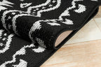 Custom Length Cut to Size Tribal Ethnic Southwestern Inspired Hallway Runner Rug, Non Slip Rubber Backed, 31 inch Wide X Customized Length, Aztec Black, 31 inch X 30 feet