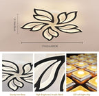 Garwarm LED Ceiling Light Fixture, 60W Modern Leaves Ceiling Lamp Dimmable Black Flush Mount Ceiling Chandelier for Living Room Study Room Dining Room Bedroom