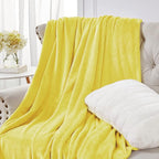 Walensee Fleece Blanket Plush Throw Fuzzy Lightweight (Twin Size 60x80 Yellow/Lemon Canary Yellow) Super Soft Microfiber Flannel Blankets for Couch, Bed, Sofa Warm and Cozy for All Seasons