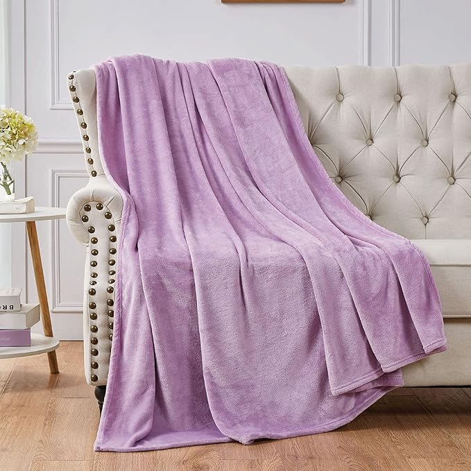 Walensee Fleece Blanket Plush Throw Fuzzy Lightweight (King Size 108x90 Lilac) Super Soft Microfiber Flannel Blankets for Couch, Bed, Sofa Ultra Luxurious Warm and Cozy for All Seasons