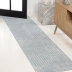 Eyely NCS101F-28 Odense High-Low Minimalist Angle Geometric Light Blue/Cream 2 ft. x 8 ft. Indoor/Outdoor Runner Rug, for Home, Backyard, Patio, Porch, Bedroom, Kitchen, Living Room