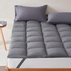 SLEEP ZONE Cooling Mattress Topper King Size Quilted Fitted Mattress Pad Cover, Soft Fluffy Down Alternative Pillow Top Bed Topper Deep Pocket 8-21 Inch (Grey, King)