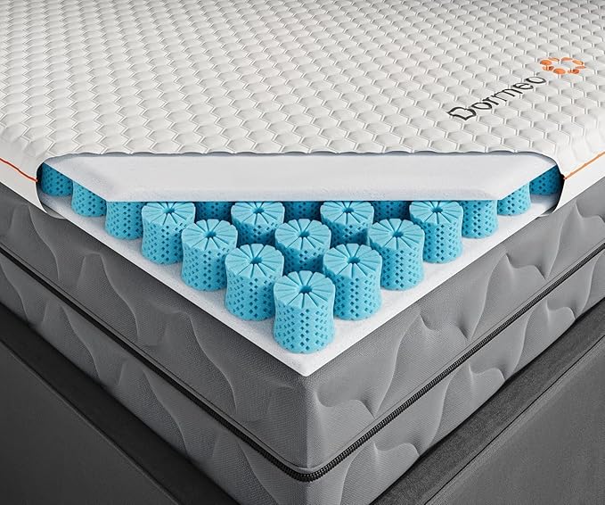 Dormeo Premium Full Size Cooling Mattress Topper - 3-Zone OctaspringⓇ Technology for Optimal Back Support, Anti-Slip Bottom