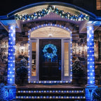 JMEXSUSS 2 Pack Rope Lights Battery Operated Christmas Lights Outdoor, Total 200LED 66ft 8 Modes Battery Powered String Lights with Remote, Blue and White String Light for Christmas Decor