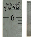 Headwaters Studio Wooden Growth Chart – Kids Height Chart, Wall Measurement for Kids, Height Chart for Wall, Growth Ruler for Children – Our Growing Grandkids, Gray (63"x6.7")