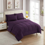 King Size Comforter Set with Sheets - 7-Piece Bedding Collection - 1 Comforter, 1 Fitted Sheet, 1 Flat, 4 Pillowcases - Deep Pocket - Soft & Breathable Premium Quality - Ideal for All Seasons, Purple