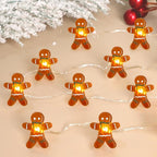 Impress Life Festive Decoration String Lights, Gingerbread Man Cookies 10 ft 40 LEDs with Battery/USB Powered Dimmable Fairy Lights with Remote for House Bedroom Decorative, Wedding Home