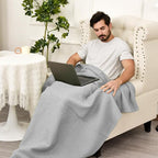 PHF 100% Cotton Waffle Weave Throw Blanket，Pre-Washed Snag Proof Lightweight Breathable Moisture-Wicking for Layering in Cold Weather for Couch Bed,Machine Washable,Home Decor Gift-Light Grey