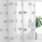 MYSKY HOME Grey Curtains for Bedroom Windows 2 Panels Pom Pom Sheer Curtains 84 Inch Long for Living Room Nursery Kids Room Rod Pocket Boho Farmhouse Dining Room Window Drape 52 x 84 inch