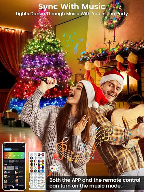 500LED Smart Color Changing Christmas Lights App Controlled, 175FT Waterproof RGB Twinkle String Light Music Sync Multiple Modes, Christmas Lights with Remote & Timer Indoor Outdoor Xmas Decorations