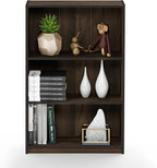 Furinno JAYA Book Shelf, 3-Tier Bookshelf, Bookcase with Adjustable Shelves, 9.5 x 24.5 x 40.3, for Living Room, Bedroom, Home Office, Columbia Walnut