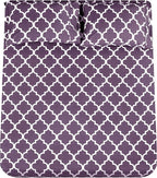 Mejoroom King Bed Sheet Set - Super Soft Brushed Microfiber 1800 Thread Count Sheets with 15 inch Deep Pocket - Wrinkle Free - 4 Piece (King, Purple Quatrefoil with White Pattern)