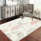 Rug Cute Sky Smiling Sleeping Moon Hearts Stars Clouds Scandinavian Chic Area Rug Washable Hallway Runner Rug Minimalist Home Decor for Living Room Bedroom Nursery Playroom Classroom