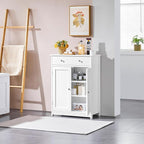 Yaheetech Free Standing Bathroom Cabinet with 1 Drawer 2 Doors and Adjustable Shelf, Wooden Entryway Storage Cabinet, 11.8D x 23.6W x 31.5H in, White