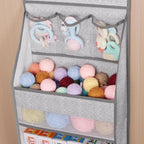 Univivi 6-Shelf Over Door Hanging Organizer Fabric Baby Door Storage with 5 Large Pockets and 3 Small PVC Pockets Wall Mount Hanging Storage Organizers for Baby Essential (Grey Pattern)