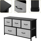 AZL1 Life Concept Extra Wide Dresser Storage Tower with Sturdy Steel Frame,5 Drawers of Easy-Pull Fabric Bins, Organizer Unit for Bedroom, Hallway, Entryway, Grey with Black