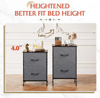 WLIVE Night Stand Set 2, Dresser and Nightstand Sets, Nightstands for Bedroom with 2 Fabric Drawer, End Tables Bedroom Furniture Set, Closet, College Dorm, Dark Grey, Size L