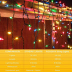 KOUQIYA Battery Operated Christmas Lights, 33ft 100 LED Battery Operated String Lights with Auto-Timer 8 Modes Waterproof String Lights for Xmas Outdoor Indoor Garden Party Decor, Multicolor