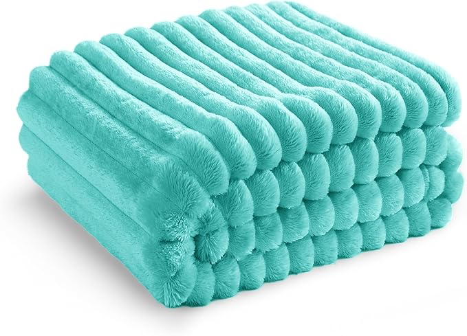 Bedsure GentleSoft Blue Throw Blanket for Couch - Cozy Soft Blankets for Women, Cute Small Fleece Throws for Girls, Birthday Gifts for Women Decor Gifts for Mom, Blue Fog, 50x70 Inches