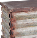 Household Essentials Decorative Trunk, Rustic, Large, Wood Frame and Metal Siding, Spacious and Handmade, Fully Opening Lid, Black Interior, Driftwood and Silver