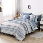 Cottolester Boho Comforter Set Full Size Light Blue Comforter Set 8 Piece Bed in a Bag Striped Paisley Bedding Sets