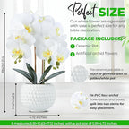 Large Artificial Orchids with Ceramic Pot, Faux Orchids for Living Room, Bathroom, Kitchen, Home, Hotel Indoor Decor (17'' White)