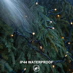 RPGT Christmas Light 100 LEDs 41ft Green Cable Wire Fairy String Twinkle Lights Plug in 12 Modes for Xmas Tree, Party, Indoor,Outdoor, Garden, Wedding, Home Decoration (Warm White)