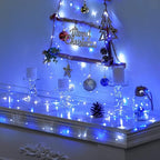 JMEXSUSS 2 Pack 100 LED Blue and White Fairy Lights Battery Operated, 33ft Blue and White Christmas Lights with Remote, 8 Modes Battery Powered Twinkle String Lights for Bedroom Christmas Tree Decor