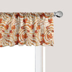 Ambesonne Fall Window Valance Pack of 2, Autumnal Theme with Swirly Intricate Shapes and Flying Leaves Print, Rod Pocket Curtain Valances for Kitchen Bedroom, 54" X 12", Ginger Marigold and Beige
