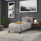 Flash Furniture Lexington Upholstered Twin Size Headboard with Accent Nail Trim in Light Gray Fabric