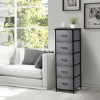 Sorbus Nightstand with 5 Drawers - Bedside Furniture & Night Stand End Table Dresser with Steel Frame, Wood Top, Easy Pull Fabric Bins for Home, Bedroom Accessories, Office & Dorm