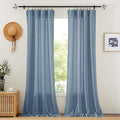 RYB HOME Semi Sheer Curtains 95 inches Length for Windows Sunlight Filering Privacy Protect Soft & Vertical Rod Pocket Drapes for Bedroom Living Room Dining, Blue Haze, W 52 x L 95 inch, 2 Panels