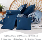 Boho Comforter Set Full Size,8 Pieces Navy Blue Bohemian Striped Bed in a Bag,Paisley Soft Microfiber Bedding Comforter Set