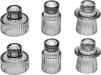 Vixdonos Taper Glass Candlestick Holders Tealight Candle Holders for Table Centerpieces, Wedding Decor and Dinner Party (6 Pcs, Gray)