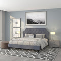 Flash Furniture Brighton King Size Tufted Upholstered Platform Bed in Light Gray Fabric